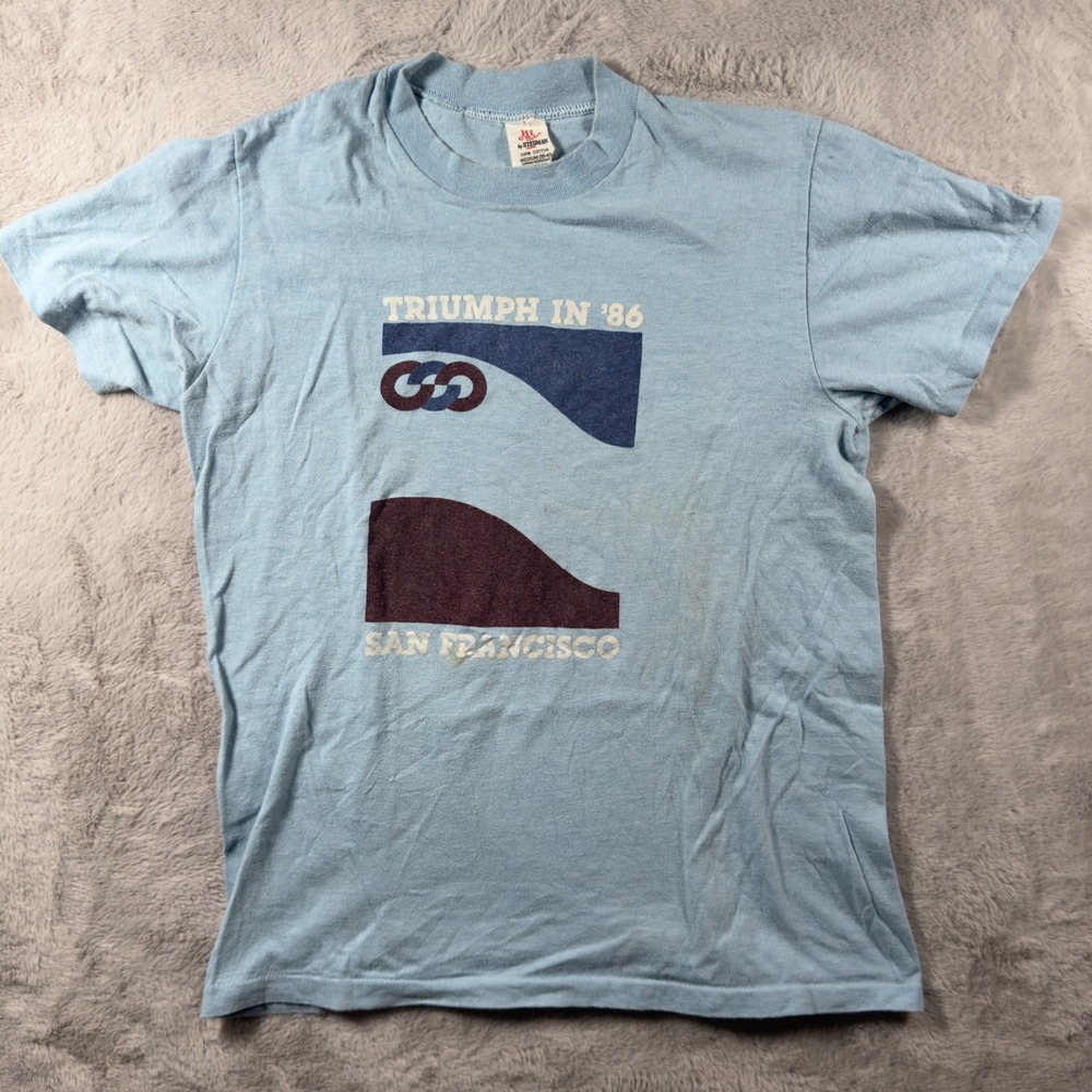 Vintage 1986 San Francisco Triumph T Shirt Hi‎ Cru Stedman Blue Single Stitch M